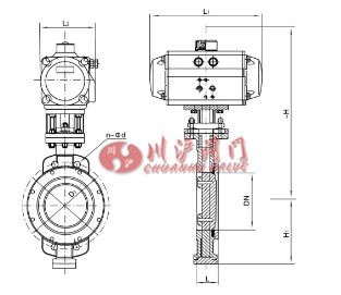 氣動對夾蝶閥結(jié)構(gòu)圖