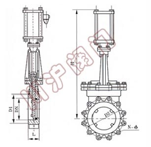 氣動刀型閘閥結(jié)構(gòu)圖