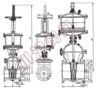 氣動楔式閘閥結(jié)構(gòu)圖