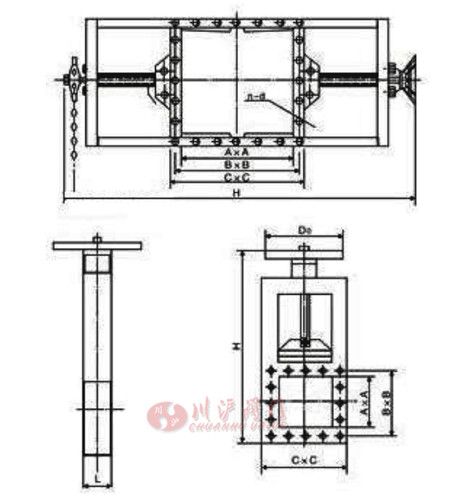 手動方形插板閥結(jié)構(gòu)圖
